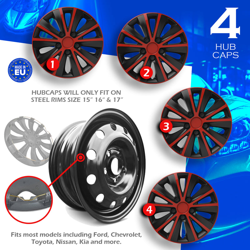 Swiss Drive 15" Rapide Red/Black Wheel Cover - 1102