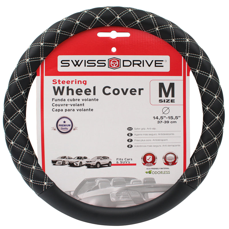 Swiss Drive Steering Wheel Cover Medium Black/White - 2505078