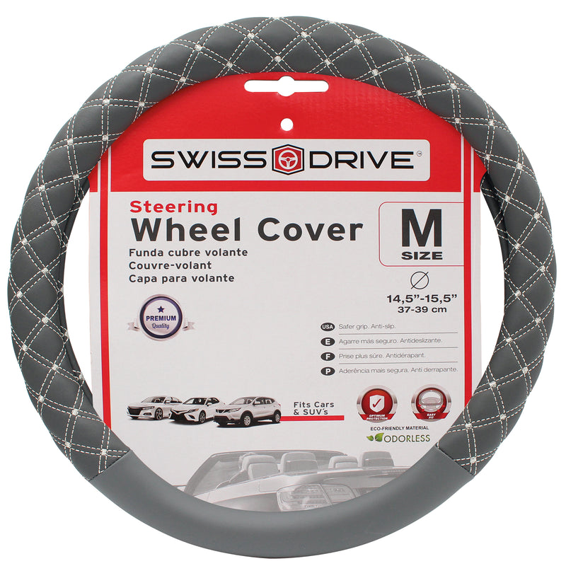 Swiss Drive Steering Wheel Cover Medium Grey/White - 2505116