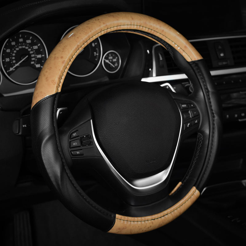 Swiss Drive Steering Wheel Cover Medium Wood/Black- 2505117