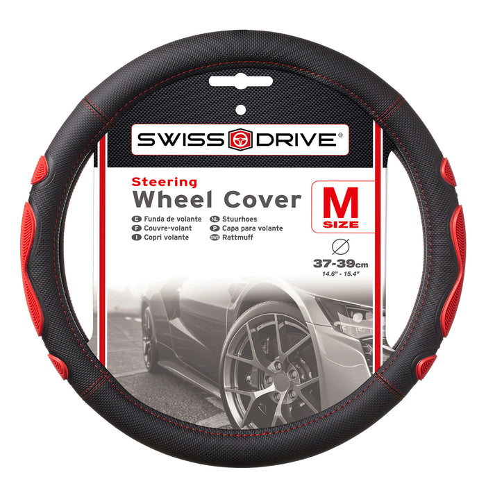 Swiss Drive Steering Wheel Cover Medium Black/Red