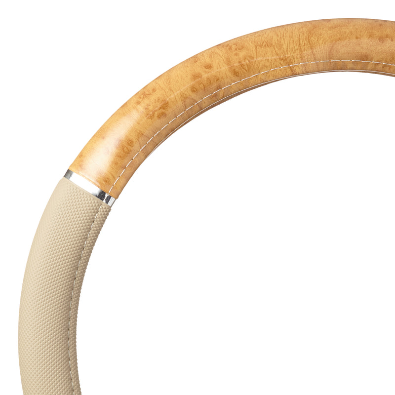 Swiss Drive Steering Wheel Cover Medium Wood/Light Beige - 2505CLW