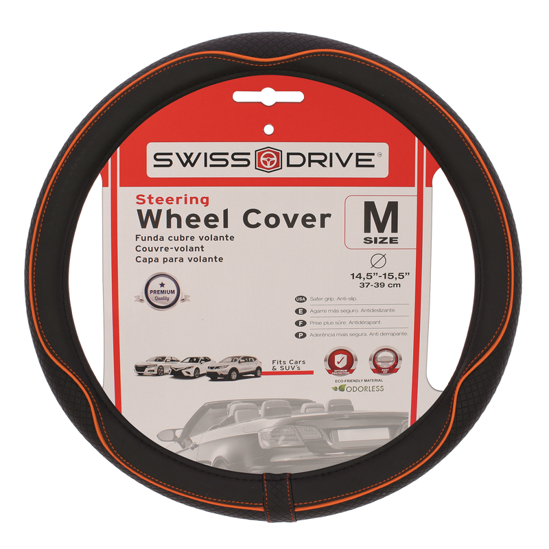 Swiss Drive Steering Wheel Cover Medium Black/Orange