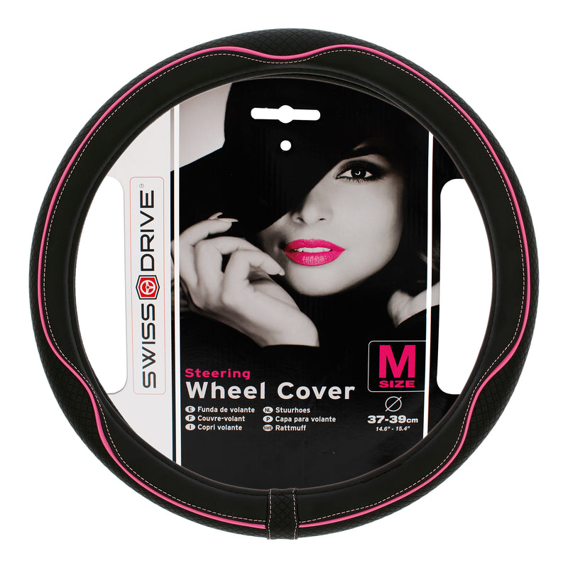 Swiss Drive Steering Wheel Cover Centauro Black/Pink Medium - 2505CPK