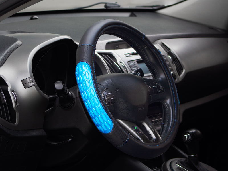 Swiss Drive Steering Wheel Cover Ultra Gel Black/Blue Medium - 2505GEL
