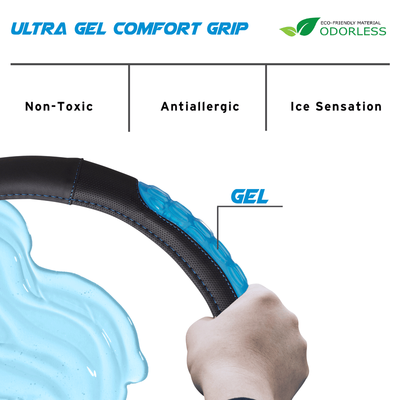 Swiss Drive Steering Wheel Cover Ultra Gel Black/Blue Medium - 2505GEL