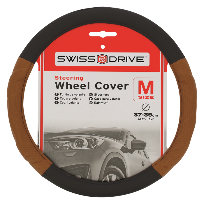 Swiss Drive Steering Wheel Cover Medium Black/Brown