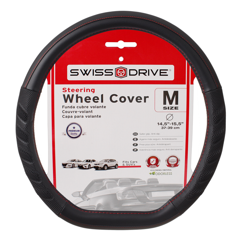 Swiss Drive Steering Wheel Cover Medium Black/Red
