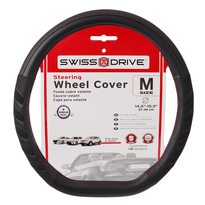 Swiss Drive Steering Wheel Cover Medium Black/Red