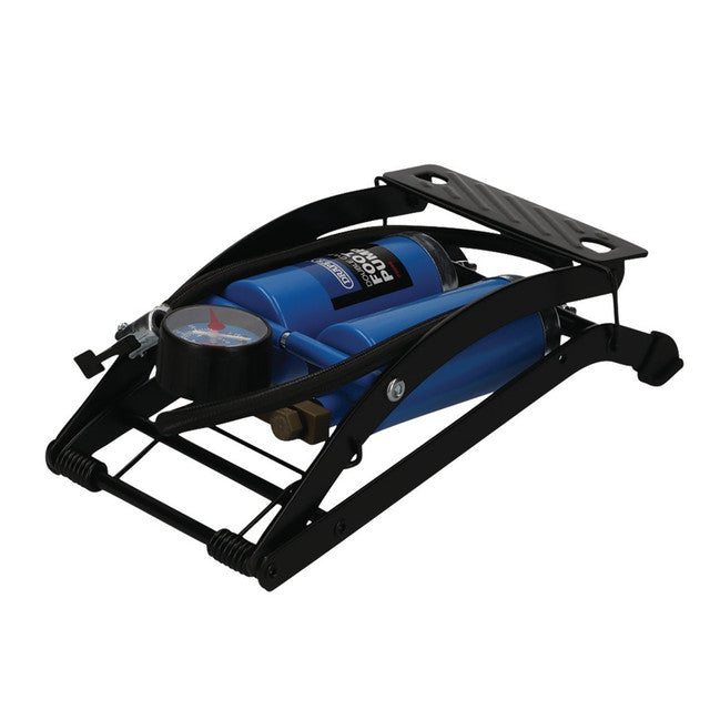 Draper Double Cylinder Foot Pump With Pressure Gauge - 25996