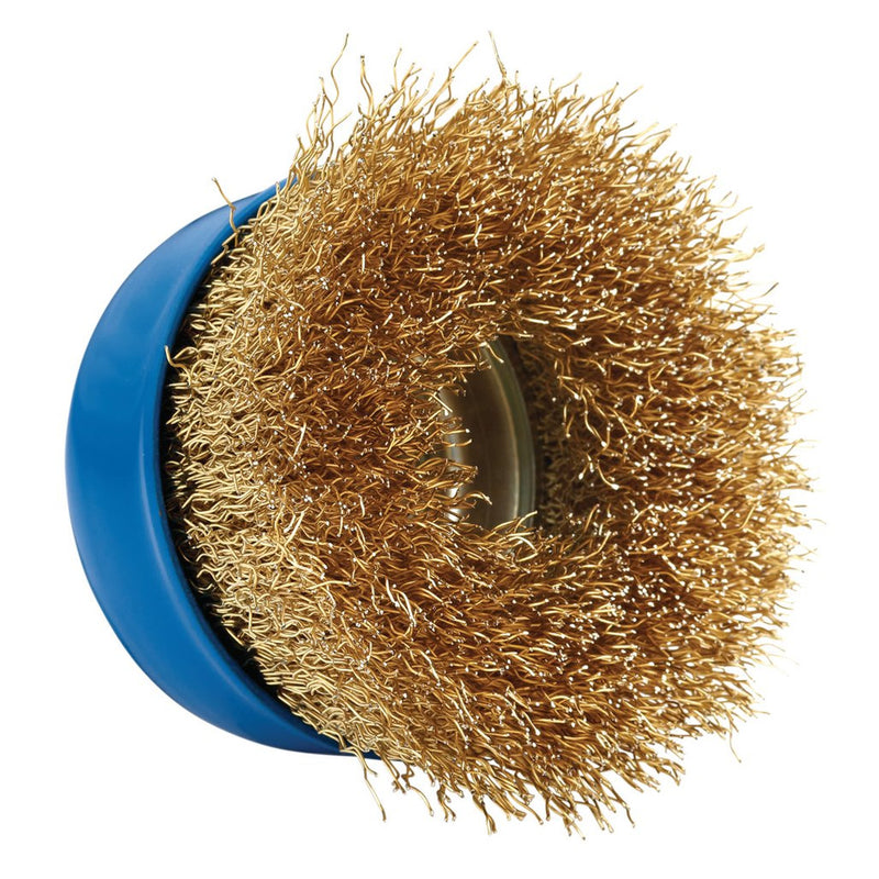 Draper Brassed Steel Crimped Wire Cup Brush, 75mm, M14 - 41444