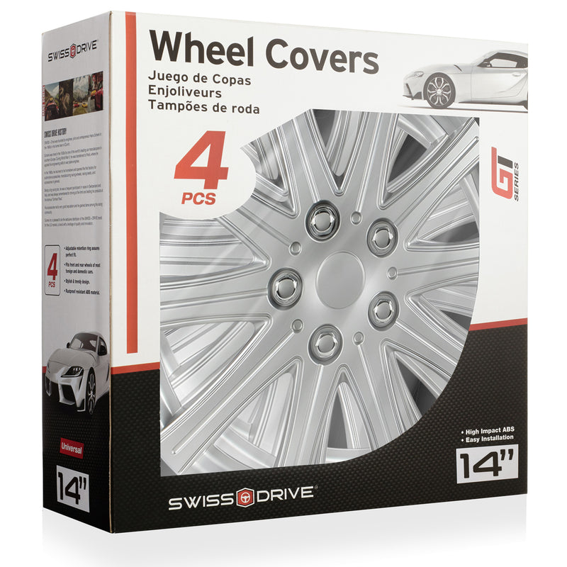 Swiss Drive 14" Fuji Silver/Black Wheel Cover - 5060124