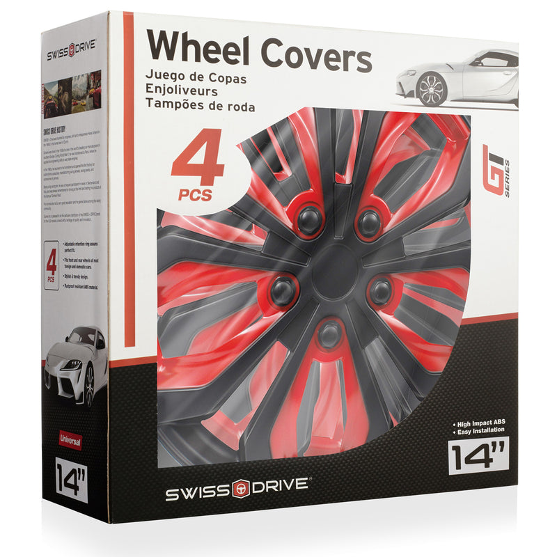 Swiss Drive 14" Spa Black/Red Wheel Cover - 506138B
