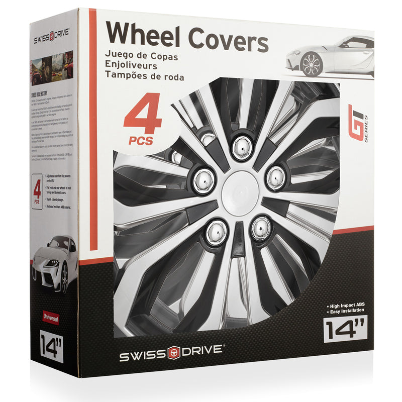 Swiss Drive 14" Spa Silver/Black Wheel Cover - 506138C