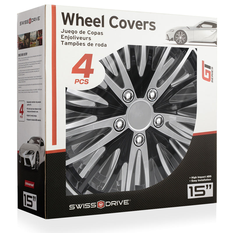 Swiss Drive 15" Yas Marina Silver/Black Wheel Cover - 5070147