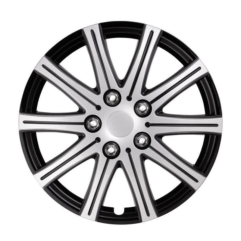 Swiss Drive 15" Fuji Silver/Black Wheel Cover - 507124P