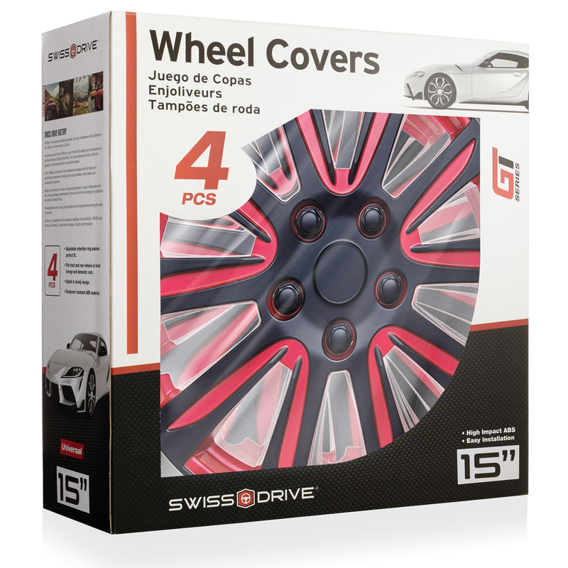 Swiss Drive 15" Marina Bay Red/Black Wheel Cover - 507136R
