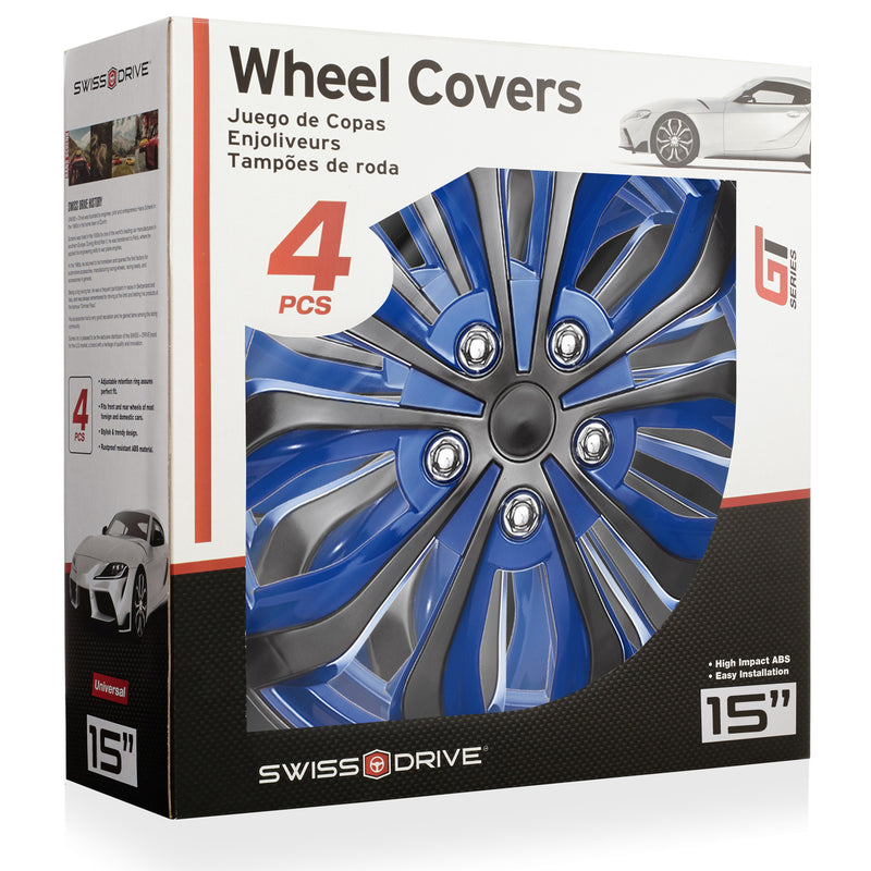 Swiss Drive 15" Spa Blue/Black Wheel Cover - 507138A