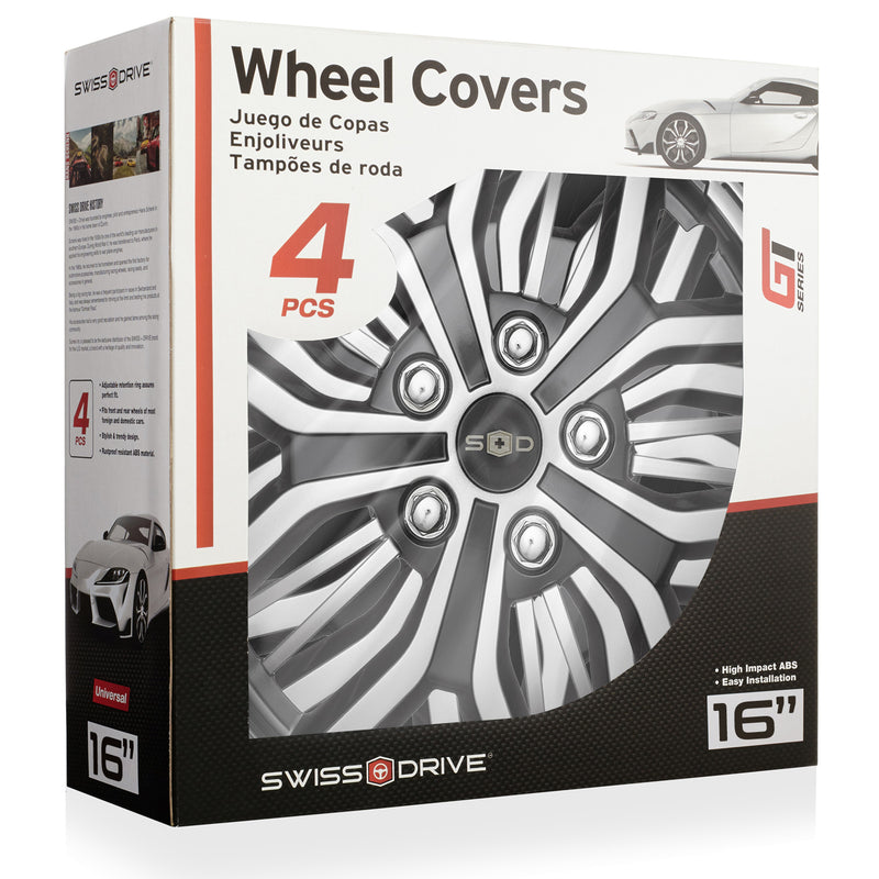 Swiss Drive 16" Le Mans Silver/Black Wheel Cover - 508142S