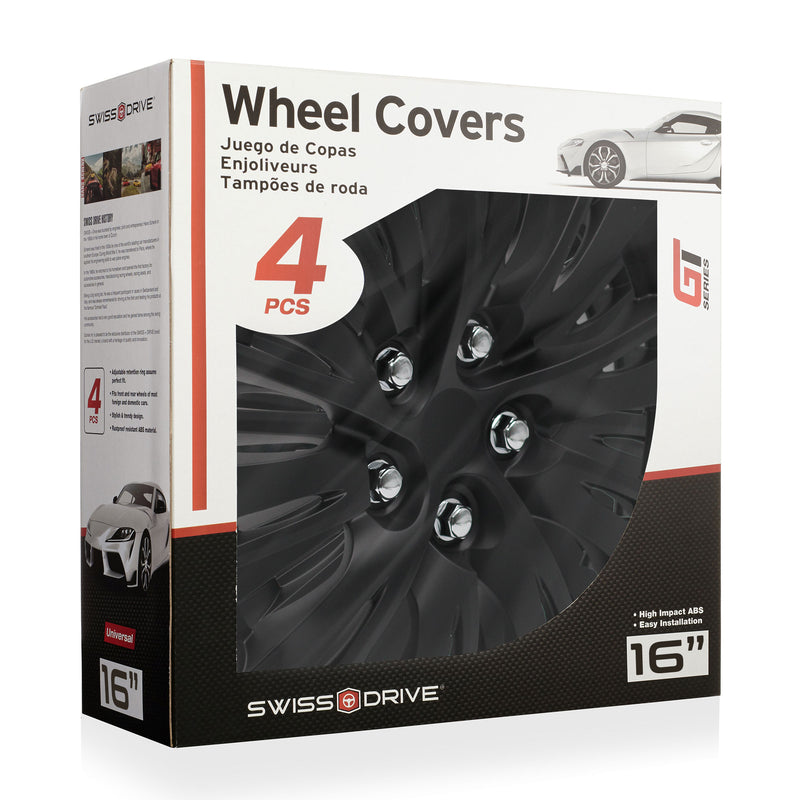 Swiss Drive 16" Nardo Ring Matt Black Wheel Cover - 508153B