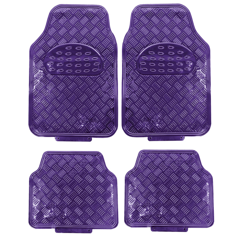 Swiss Drive Checker Plate Floor Mat 4 Piece Aluminum Look Purple - APA7000