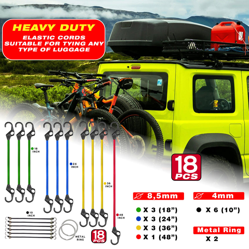 Swiss Drive Heavy Duty Bungee Cords (18 Pc) - BNCRD18