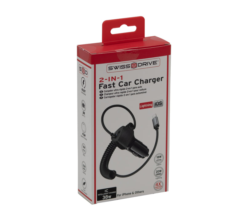 Swiss Drive 2-1 Charger Lightning IOS w/Cable + USB - CHGD20W