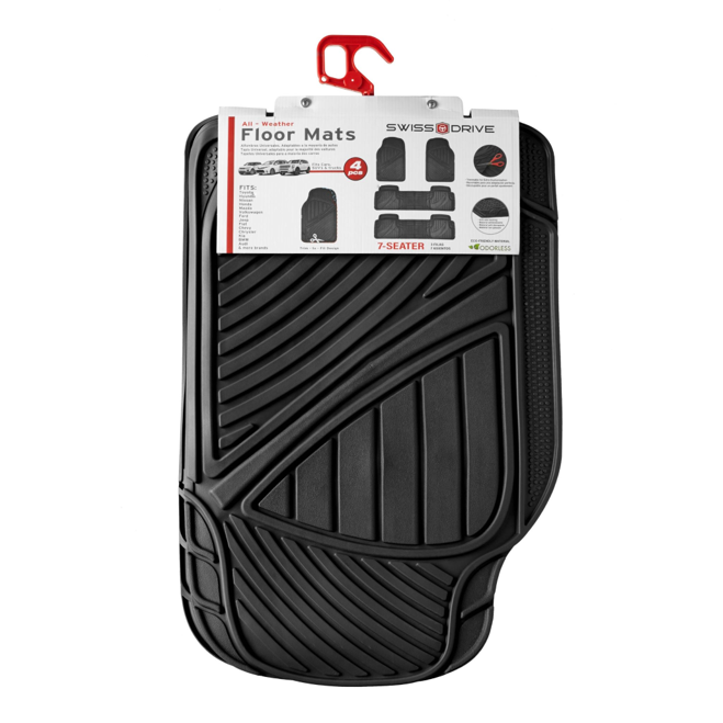 Swiss Drive All Weather Floor Mat 7 Seater 4 Piece Black