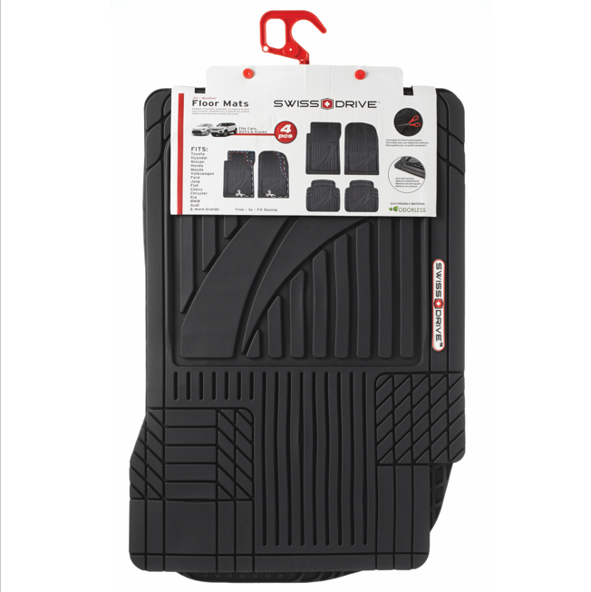 Swiss Drive All Weather Tactical Floor Mat 4 Piece Black - TACT420