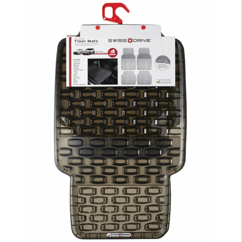 Swiss Drive Shield Floor Mat 4 Piece Clear Black - SHLD40S