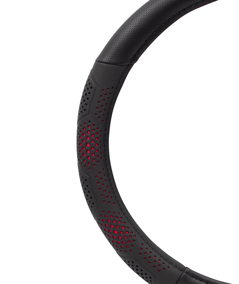Swiss Drive Steering Wheel Cover Medium Black/Red- FVOTKRD
