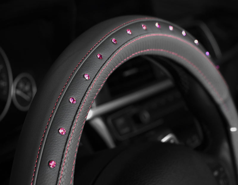 Swiss Drive Steering Wheel Cover Bling Bling Grey/Pink Medium - FVP1230