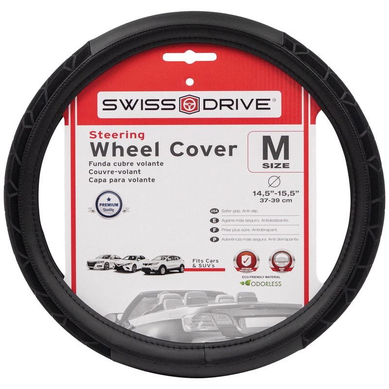 Swiss Drive Steering Wheel Cover Medium Black/Black- FVPRSBK