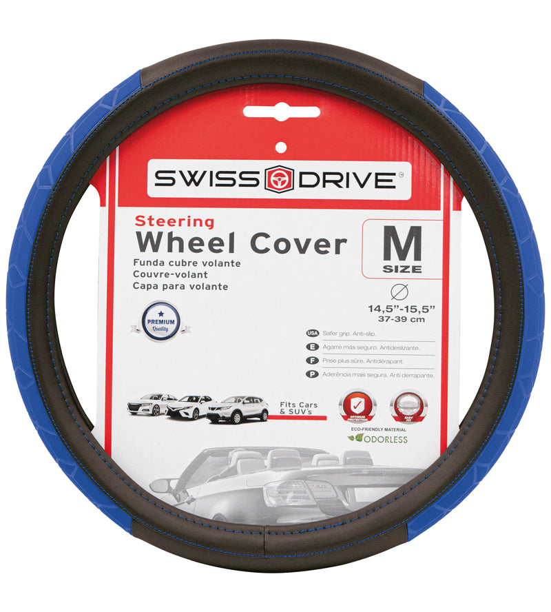 Swiss Drive Steering Wheel Cover Medium Black/Blue- FVPRSBL