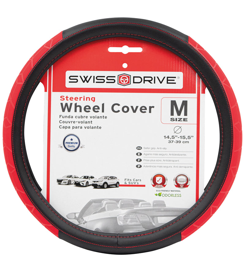 Swiss Drive Steering Wheel Cover Medium Black/Red - FVPRSRD