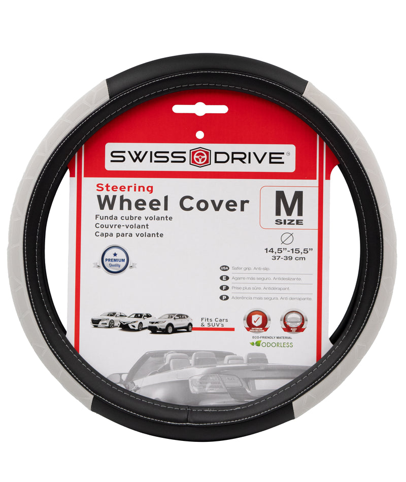 Swiss Drive Steering Wheel Cover Medium Black/White - FVPRSWT