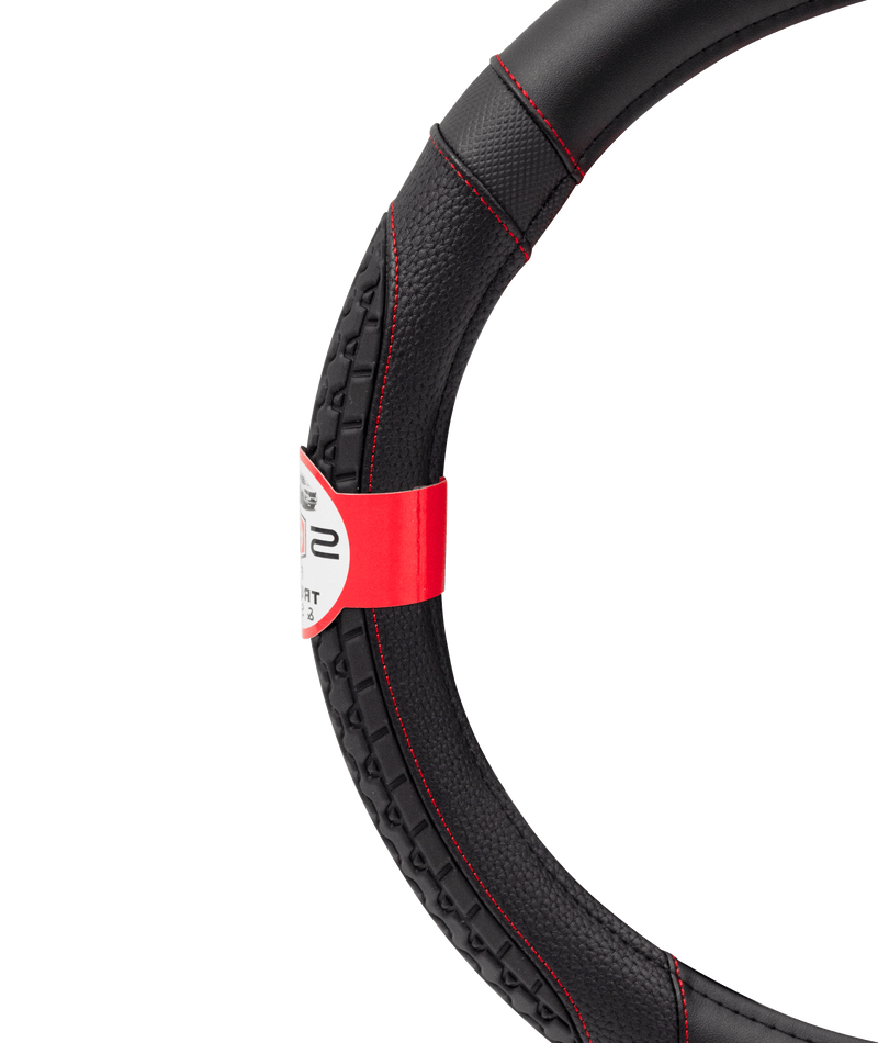 Swiss Drive SUV Tread Steering Wheel Cover Large Black/Red Stitch - FVSUVTL