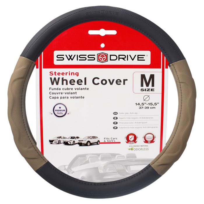 Swiss Drive Steering Wheel Cover Medium Black/Beige