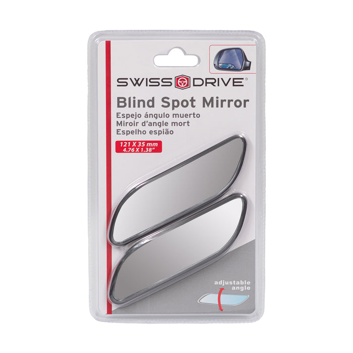 Swiss Drive Mirror Blind Spot Chrome 2 PC - 4.76" x 1.38"