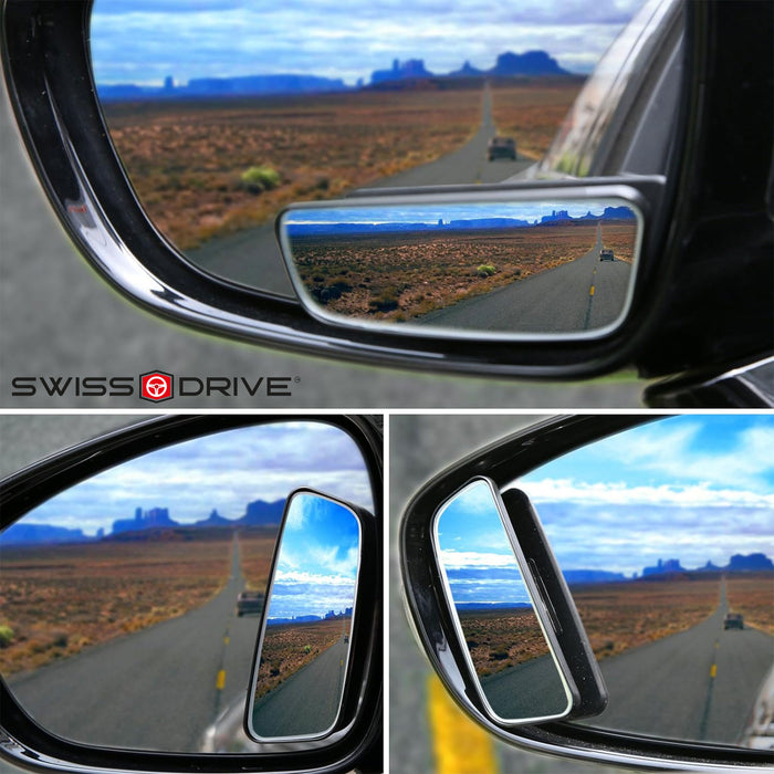 Swiss Drive Mirror Blind Spot Chrome 2 PC - 4.76" x 1.38"