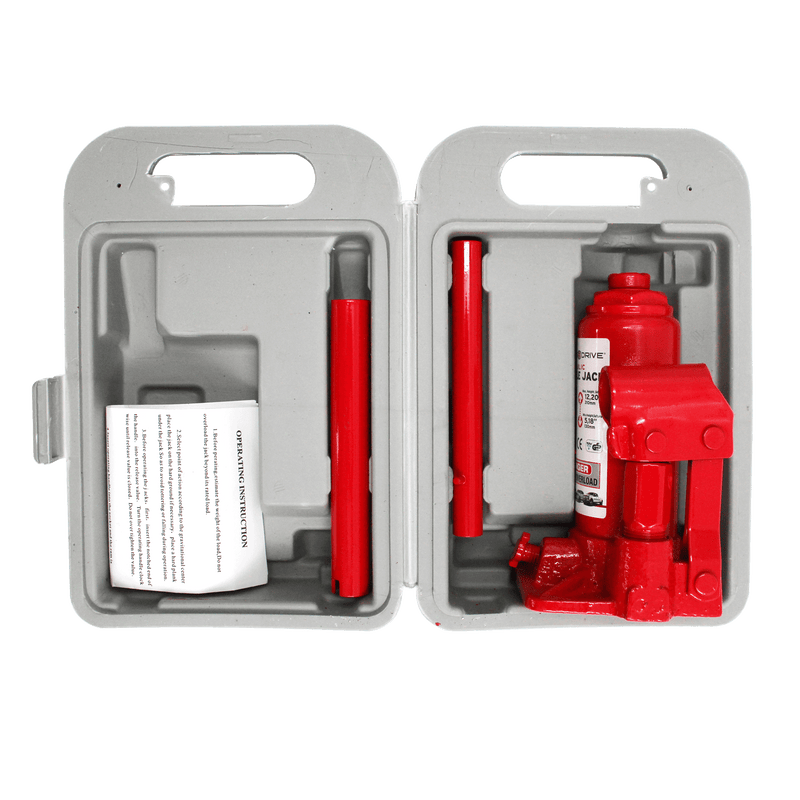 Swiss Drive Hydraulic Bottle Jack w/ Case 2 Ton - M202002