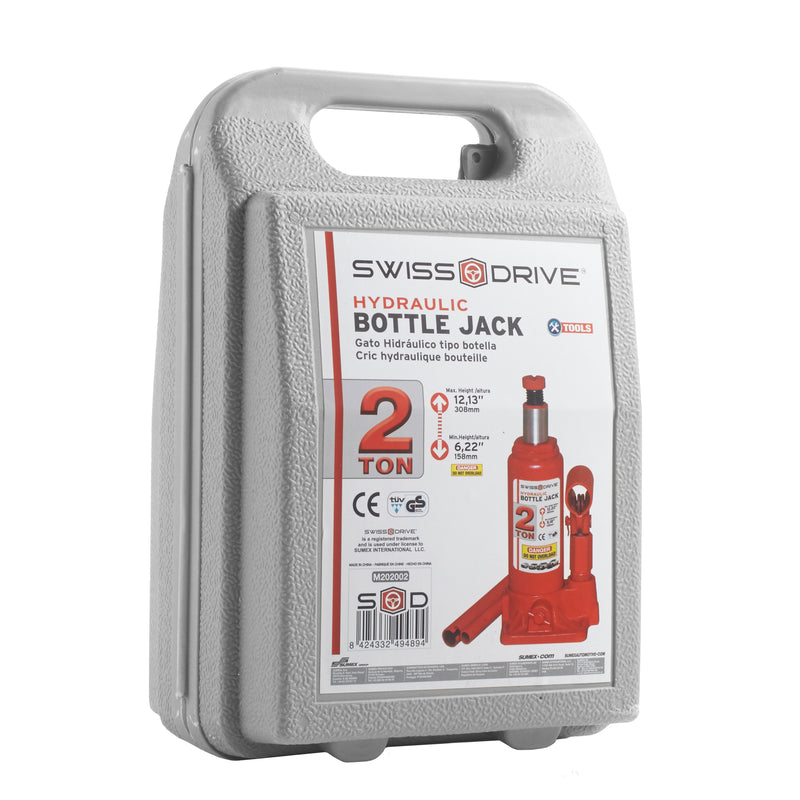 Swiss Drive Hydraulic Bottle Jack w/ Case 2 Ton - M202002