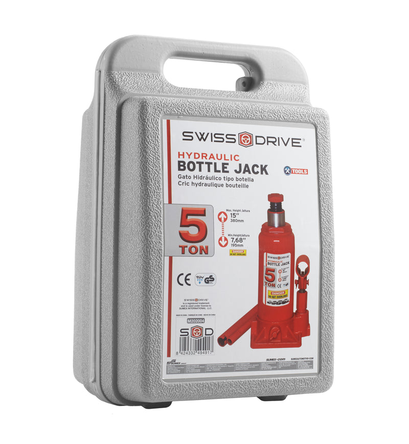 Swiss Drive Hydraulic Bottle Jack w/ Case 5 Ton - M202004