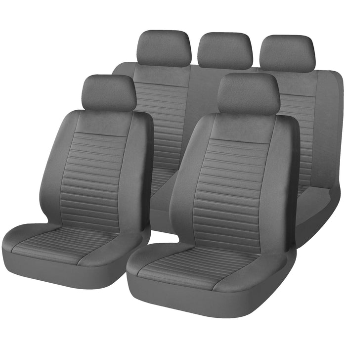 Swiss Drive Innovative Microfibre Universal Car Seat Cover Bari 9 Piece Grey