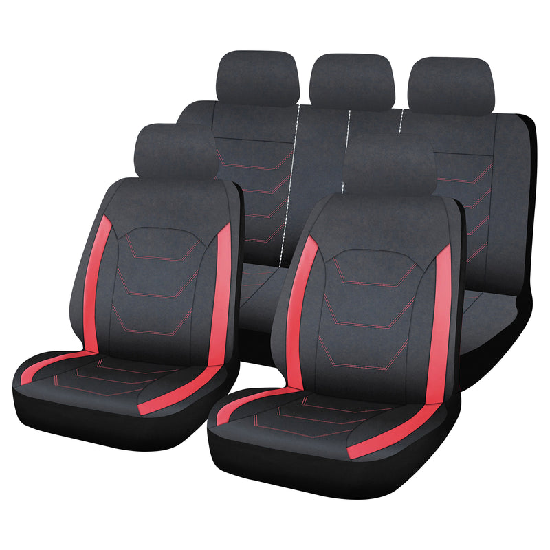 Swiss Drive Innovative Microfibre Universal Car Seat Cover Napoles 12 Piece Black/Red - MCN012R