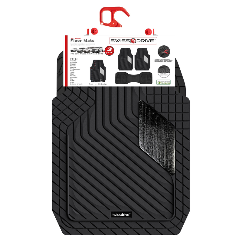 Swiss Drive All Weather Floor Mat Mirage 3 Piece Black - MIRAGE3