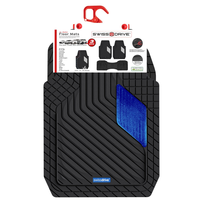 Swiss Drive All Weather Floor Mat Mirage 3 Piece Blue - MIRAGE3A