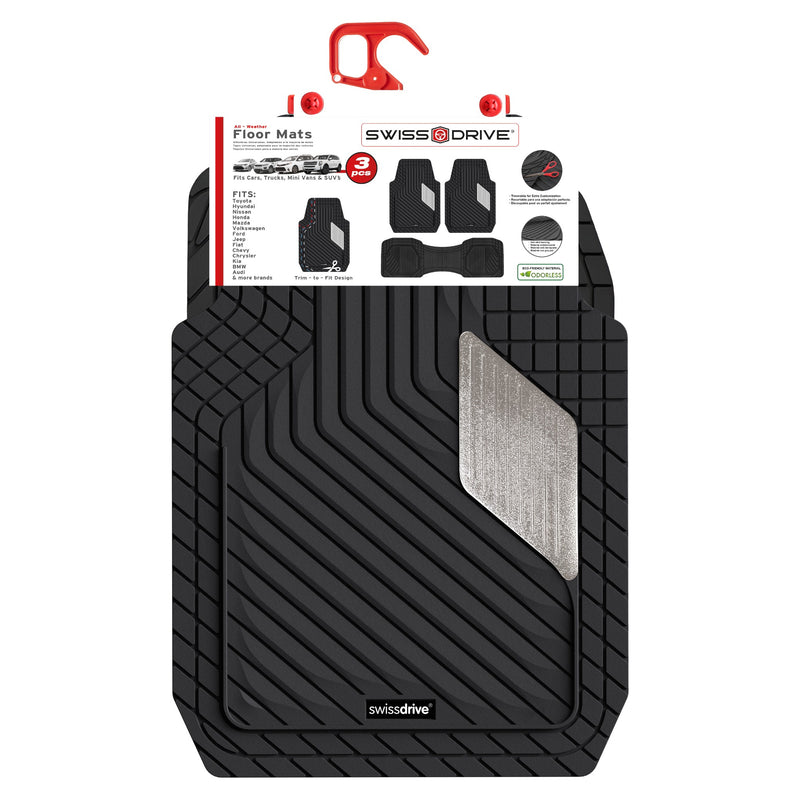 Swiss Drive All Weather Floor Mat Mirage 3 Piece Silver - MIRAGE3P
