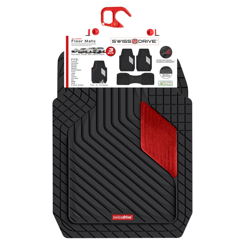 Swiss Drive All Weather Floor Mat Mirage 3 Piece Red - MIRAGE3R