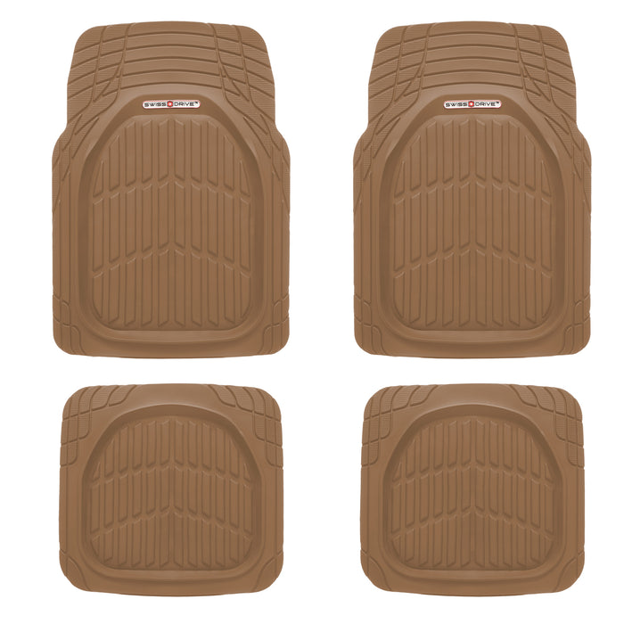 Swiss Drive Deep Tray All Weather Floor Mat 4 Piece Beige